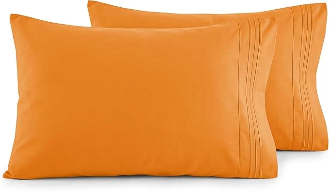Relaxed Elegant Comfort Luxury Ultra-Soft 2-Piece Pillowcase Set – 1500 Premium Hotel Quality Microfiber Double Brushed – Wrinkle Resistant King Size Vibrant Orange Sustainable