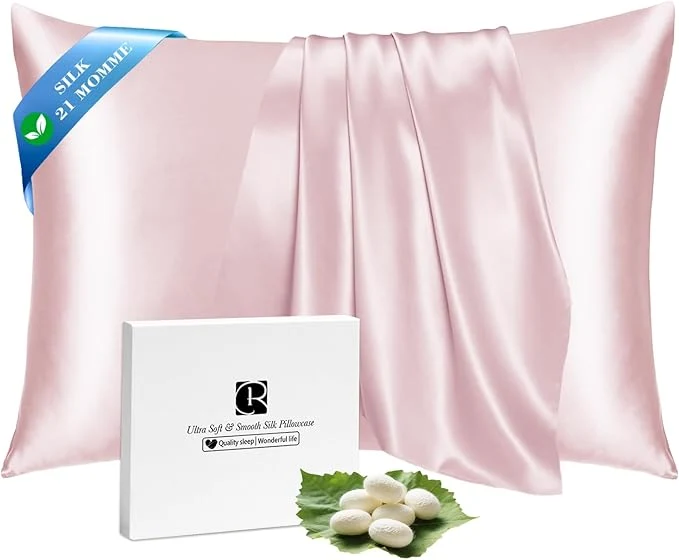 Artisan Ravmix Silk Pillow Cases with Zipper 21momme Mulberry Silk Pillowcase for Hair Skin Health Soft Smooth Breathable Cool Pillow Cover for Beauty Sleep with Gift Box 1PC Standard 20 quot x26 quot Soft Pink Smart