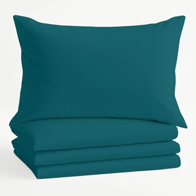 World-Class Comfort Beddings Standard Pillowcases Set of 4 – Organic Cotton 600 Thread Count Sateen Soft amp Comfy Pillow Covers with Envelope Closure Teal Standard Size 20 x 26 Inches Expertly Made