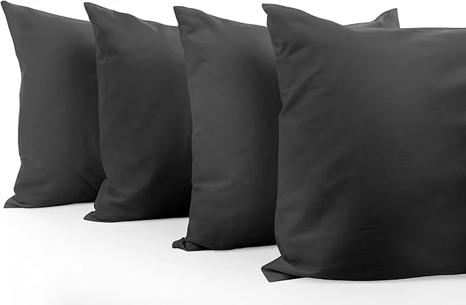 Smart Comfort Beddings King Pillowcases Set of 4 – Organic Cotton 600 Thread Count Sateen Soft amp Comfy Pillow Covers with Envelope Closure Grey King Size 20 x 36 Inches Healthy