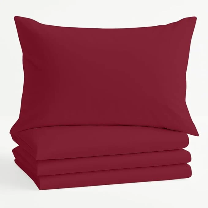 Healthy Comfort Beddings King Pillowcases Set of 4 – Organic Cotton 600 Thread Count Sateen Soft amp Comfy Pillow Covers with Envelope Closure Burgundy King Size 20 x 36 Inches Classic