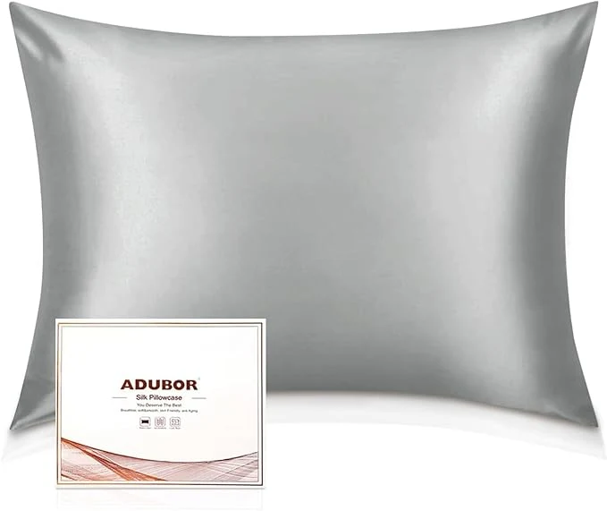 High-Grade Adubor Silk Pillowcase – Mulberry Silk Pillow Cases 22 Momme 6A Grade Fibers Silk Pillow Case for Hair and Skin Health with Hidden Zipper Queen 20 39 39 x30 39 39 Dark Gray 1PC Stylish