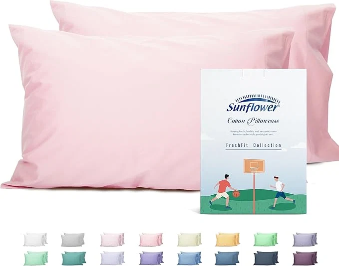 Sunflower Queen Pillowcases Set of 2 Cotton Queen Pillow Cases 2 20×30 inches Dark Pink Soft and Breathable Natural