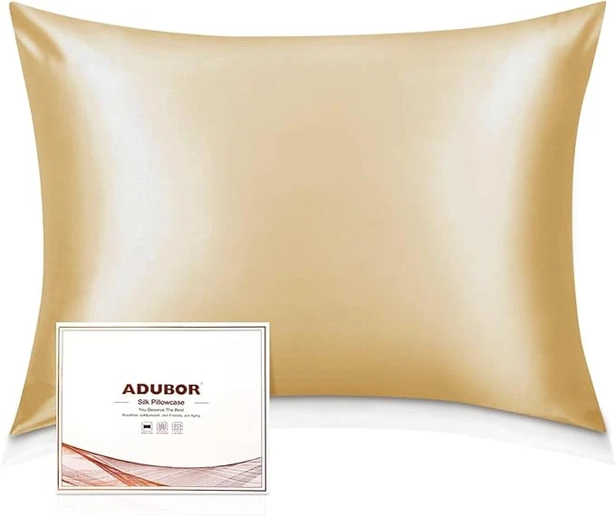 Official Adubor Silk Pillowcase – Mulberry Silk Pillow Cases 22 Momme 6A Grade Fibers Silk Pillow Case for Hair and Skin Health with Hidden Zipper Standard 20 39 39 ×26 39 39 Gold 1PC Next-Generation