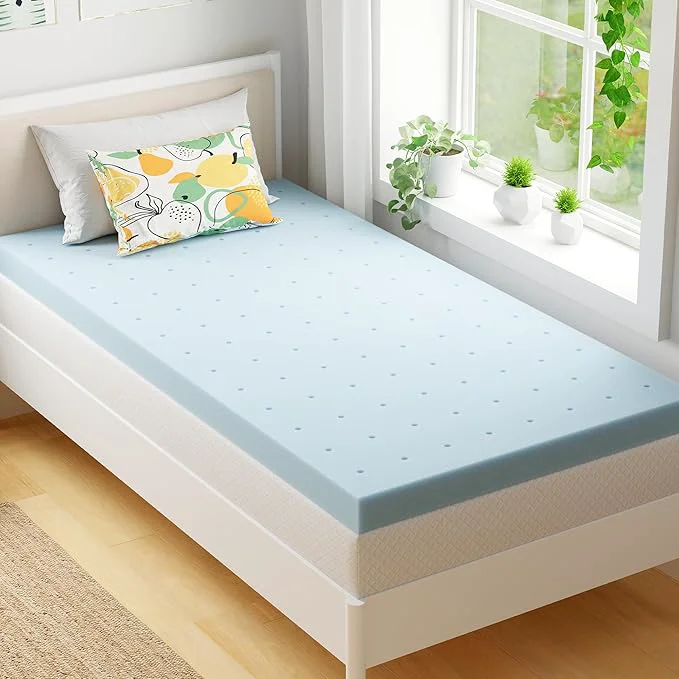 Innovative EGOHOME 3 Inch Twin XL Memory Foam Mattress Topper Cooling Gel Infused amp Pressure Relieving Pad in a Box Dorm Room Essentials CertiPUR Blue Responsible