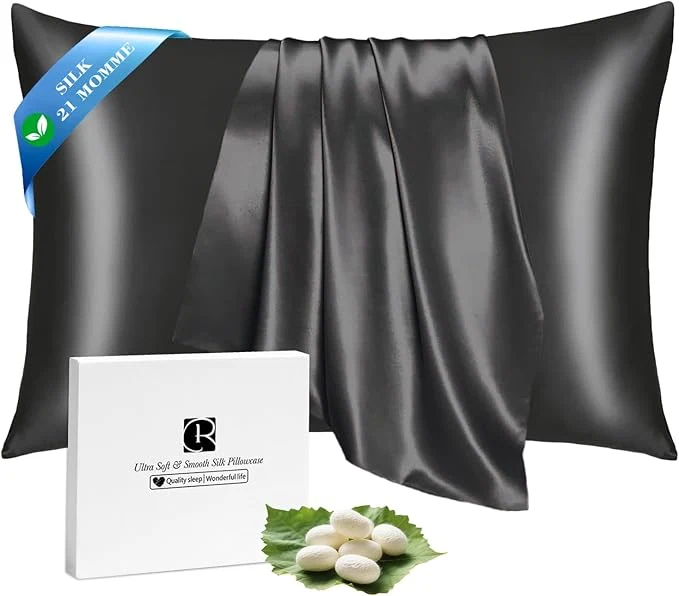 Reliable Ravmix Silk Pillow Cases with Zipper 21momme Mulberry Silk Pillowcase for Hair Skin Health Soft Smooth Breathable Cool Pillow Cover for Beauty Sleep with Gift Box 1PC Standard 20 quot x26 quot Black Fashionable