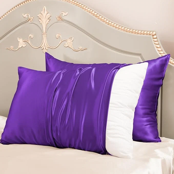 Fashionable PROMEED Mulberry Silk Pillowcase Set of 2 23 Momme 3rd Gen Grade 6A Mulberry Silk Pillow Cases 2 Pack Silk Pillow Cover for Acne Prone Skin King 20 quot x36 quot Purple Crafted