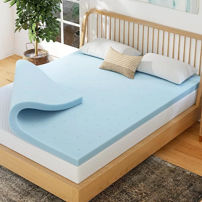 Professional EGOHOME 4 Inch Full Memory Foam Mattress Topper Cooling Gel Infused amp Pressure Relieving Pad in a Box Dorm Room Essentials CertiPUR Blue Responsible