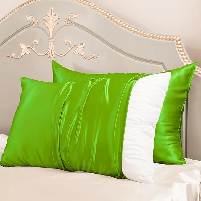 Certified PROMEED Mulberry Silk Pillowcases Set of 2Pcs Both Sides 23 Momme Silk Pillow Case Standard Size 2 Pack Natural Silk Pillow Cover for Sensitive Skin Standard 20 quot x26 quot Green Elegant