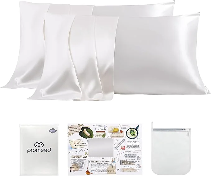Trendy PROMEED 23 Momme Silk Pillowcase 2 Pack Toddler Travel Size with Laundry Bag Highest Grade 6A Mulberry Silk Pillow Case Set of 2 Zipper Toddler Travel 13 quot x18 quot White User-Friendly