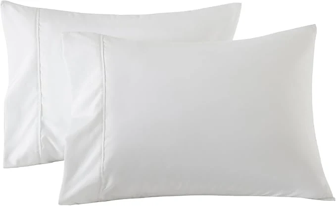 Functional WINLIFE Standard Pillowcases Set of 2 Egyptian Cotton Standard Pillow Cases 2 20×26 inches Soft and Breathable Pillow Cover Bright White Eco-Friendly