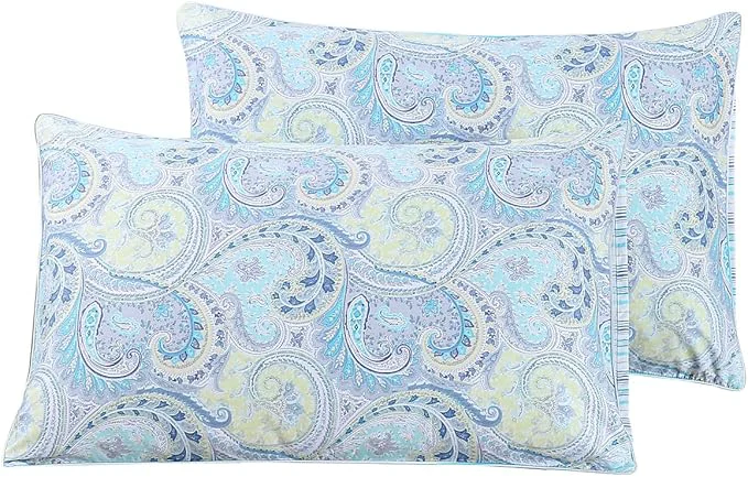 Excellent WINLIFE Cotton Pillow Cases King Size 20 by 36 inches King Pillowcases Set of 2 Soft and Breathable Envelope Closure 2-Piece Pillow Case Blue Paisley Optimized