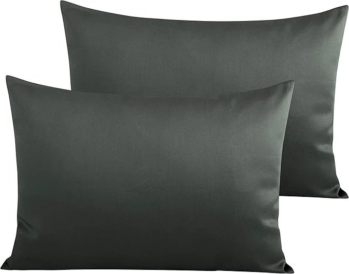 Stylish NTBAY Egyptian Cotton Queen Pillowcases – Set of 2 500 Thread Count Cotton Pillowcases – Soft and Breathable Envelope Closure Pillow Cases – 20×30 Pillow Covers for Bed Charcoal Grey Official