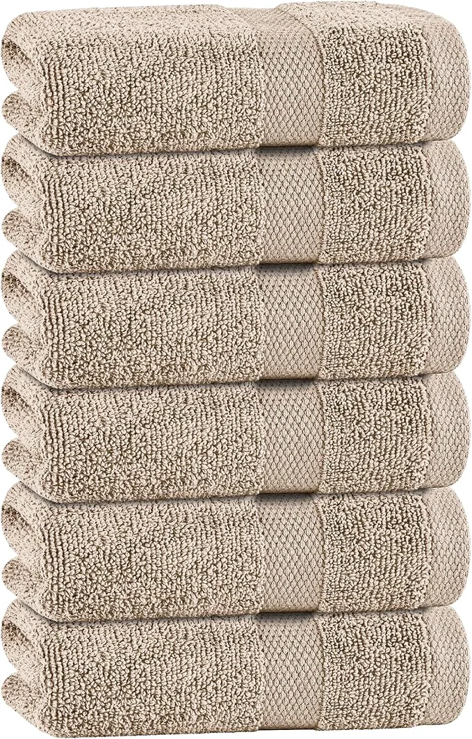Long-Lasting White Classic Taupe Hand Towels Sustainable