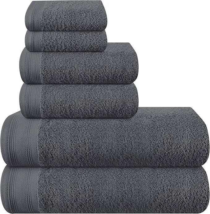 Smart Ultra Soft 6 Pack Cotton Towel Set Contains 2 Bath Towels 28×55 inch 2 Hand Powerful