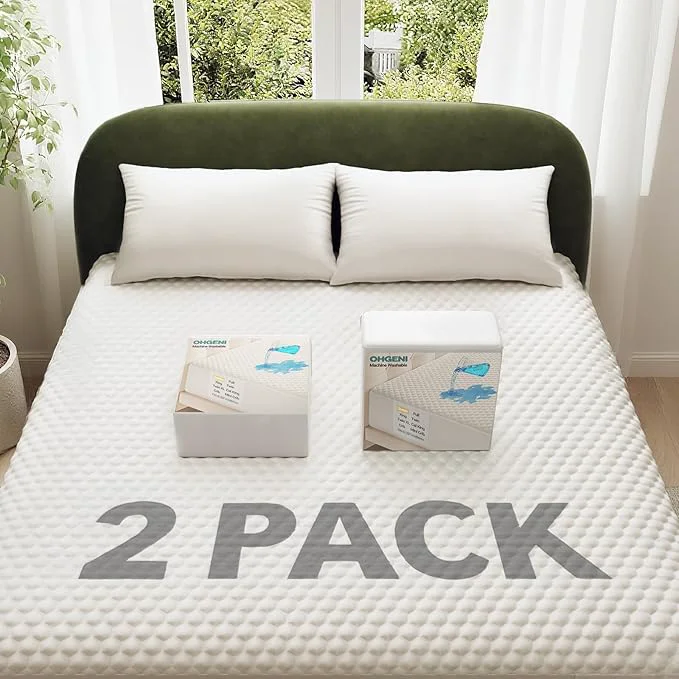 Healthy OhGeni Waterproof Mattress Protector Fitted Sheet Full -2 Pack with Stretchable Pockets Deep Sleep Noiseless Soft. Breathable Cooling Hypoallergenic Material Mattress Cover for Bed Lightweight