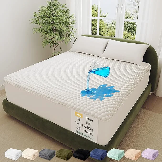 Sophisticated OhGeni Waterproof Mattress Protector King Size Mattress Pad Fits 6 quot -20 quot Mattresses with Deep Pocket Cooling Breathable Fitted Sheets Soft Bed Cover Noiseless Machine Washable Effective