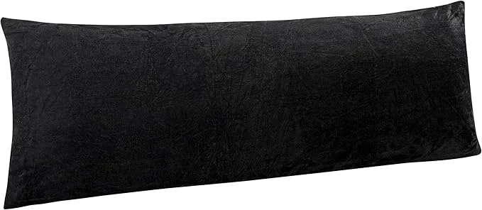 Fine NTBAY 1 Pack Zippered Velvet Body Pillow Cover Super Soft and Cozy Luxury Fuzzy Flannel 20×54 Long Pillowcase with Zipper 20×54 Inches Black Refined