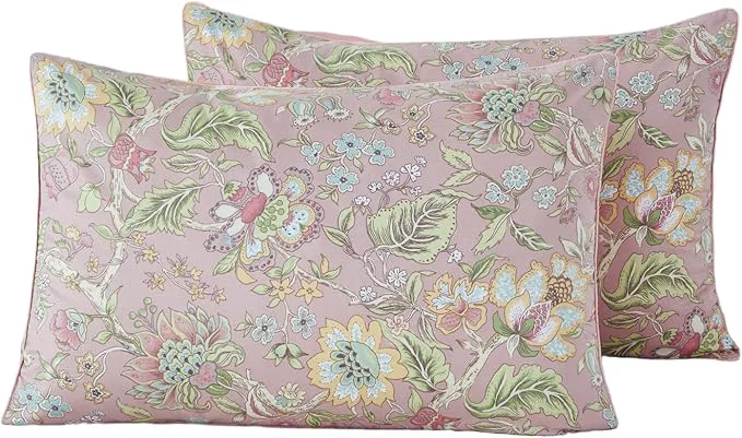 Reusable WINLIFE Cotton Pillow Cases Set of 2 Blush Pink Floral Printed Pillowcase Envelope Closure Pillow Cover Soft amp Breathable Queen 20 39 39 x 30 39 39 Convenient