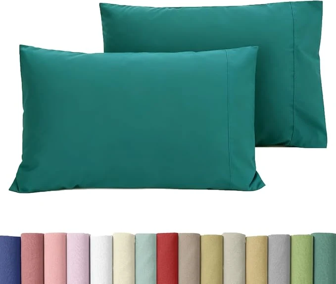 Traditional WINLIFE Queen Pillowcases Set of 2 Cotton Queen Pillow Cases 2 Envelope Closure 20×30 inches Soft and Breathable Pillow Cover Dark Teal Minimalist