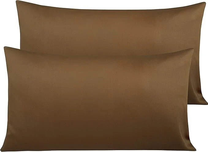 Elite NTBAY Egyptian Cotton King Pillowcases – Set of 2 500 Thread Count Cotton Pillowcases – Soft and Breathable Envelope Closure Pillow Cases – 20×36 Pillow Covers for Bed Brown Elegant