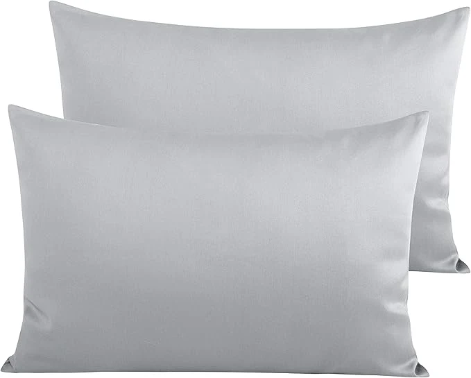 Minimalist NTBAY Egyptian Cotton Queen Pillowcases – Set of 2 500 Thread Count Cotton Pillowcases – Soft and Breathable Envelope Closure Pillow Cases – 20×30 Pillow Covers for Bed Light Grey Safe