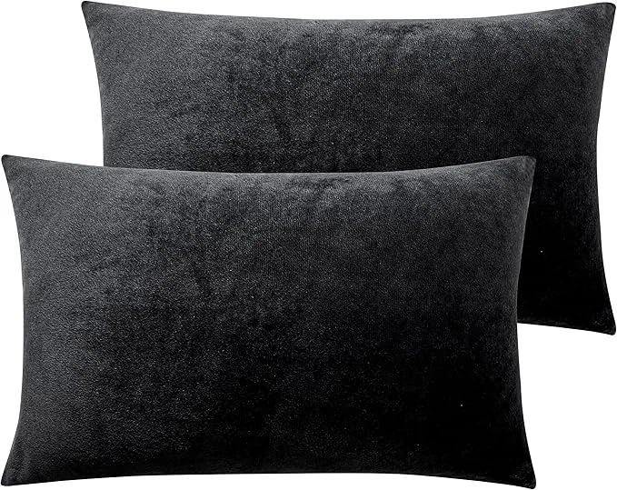 Excellent NTBAY 2 Pack Zippered Velvet Queen Pillowcases Super Soft and Cozy Luxury Fuzzy Flannel Pillow Cases with Zipper 20×30 Inches Black Proven