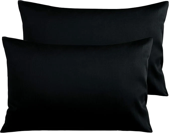 Unique NTBAY Egyptian Cotton Queen Pillowcases – Set of 2 500 Thread Count Cotton Pillowcases – Soft and Breathable Envelope Closure Pillow Cases – 20×30 Pillow Covers for Bed Black Reliable