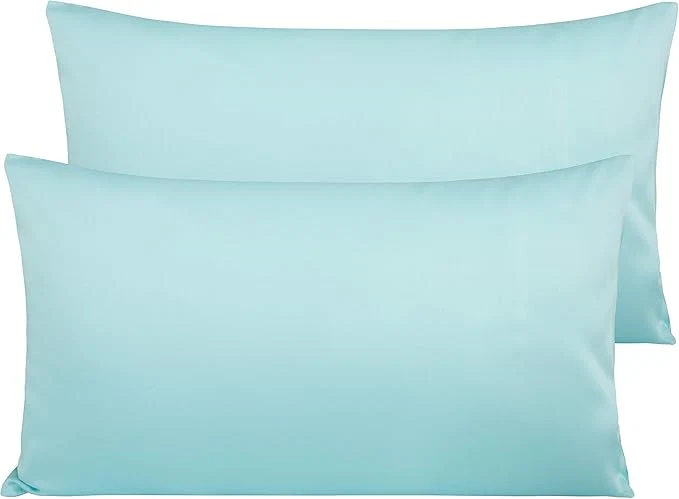 Lightweight NTBAY Egyptian Cotton King Pillowcases – Set of 2 500 Thread Count Cotton Pillowcases – Soft and Breathable Envelope Closure Pillow Cases – 20×36 Pillow Covers for Bed Aqua Contemporary