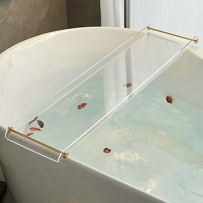 High-Grade Acrylic Bathtub Tray Caddy Luxury Bathroom Organizer Tablet Holder SHUNLI Optimized