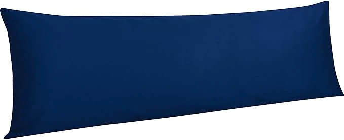 Detailed NTBAY Egyptian Cotton Body Pillowcase – 500 Thread Count Cotton Body Pillow Cover – Soft and Breathable Envelope Closure Body Pillowcase for Adults 20×54 Inches Navy Blue Smooth