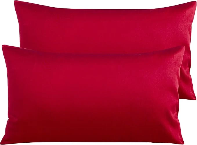 High-Performance NTBAY Egyptian Cotton King Pillowcases – Set of 2 500 Thread Count Cotton Pillowcases – Soft and Breathable Envelope Closure Pillow Cases – 20×36 Pillow Covers for Bed Red Powerful