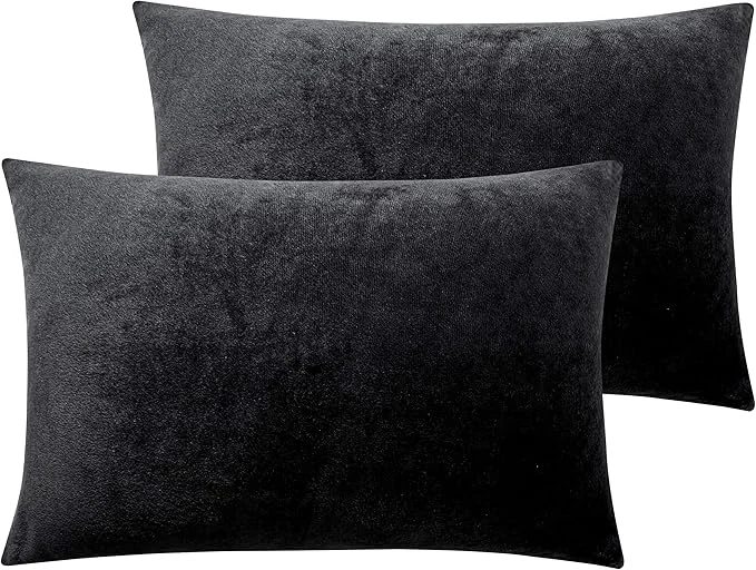 Durable NTBAY Zipped Velvet Toddler Pillowcases 2 Pack Cozy Luxury Flannel Plush Travel Pillow Cases 13×18 Inches Black Quality