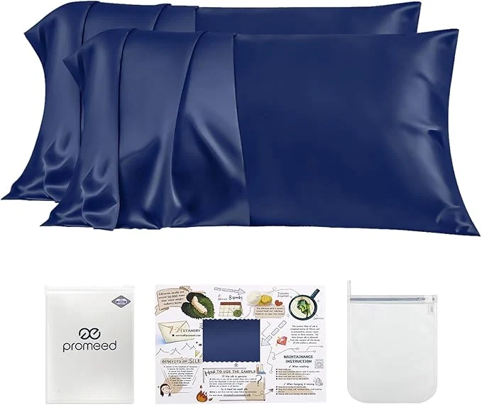Reliable PROMEED 23 Momme Silk Pillowcase 2 Pack with Zipper 3rd Gen Grade 6A Mulberry Silk Pillow Case Set of 2 Cooling Pillow Cases for Hot Sleepers King 20 quot x36 quot Navy Fashionable