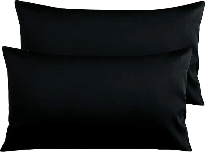 Quality NTBAY Egyptian Cotton King Pillowcases – Set of 2 500 Thread Count Cotton Pillowcases – Soft and Breathable Envelope Closure Pillow Cases – 20×36 Pillow Covers for Bed Black Optimized