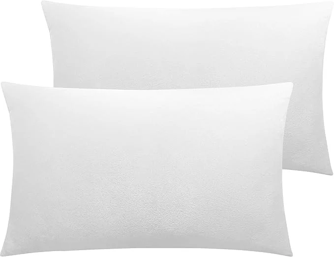 Reusable NTBAY 2 Pack Zippered Velvet Queen Pillowcases Super Soft and Cozy Luxury Fuzzy Flannel Pillow Cases with Zipper 20×30 Inches White Contemporary
