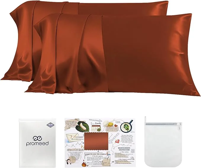 World-Class PROMEED 23 Momme Silk Pillowcase 2 Pack with Zipper 3rd Gen Grade 6A Mulberry Silk Pillow Case Set of 2 Cooling Pillow Cases for Hot Sleepers King 20 quot x36 quot Dusk Fine Crafted