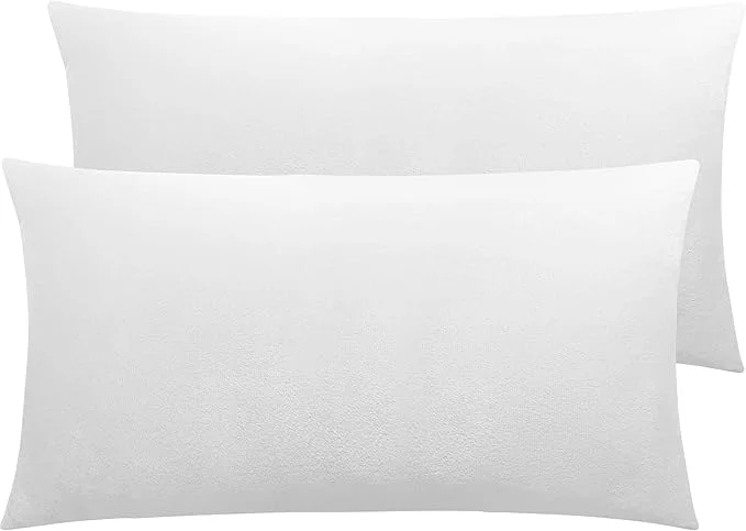 Eco-Friendly NTBAY 2 Pack Zippered Velvet King Pillowcases Super Soft and Cozy Luxury Fuzzy Flannel Pillow Cases with Zipper 20×36 Inches White Versatile