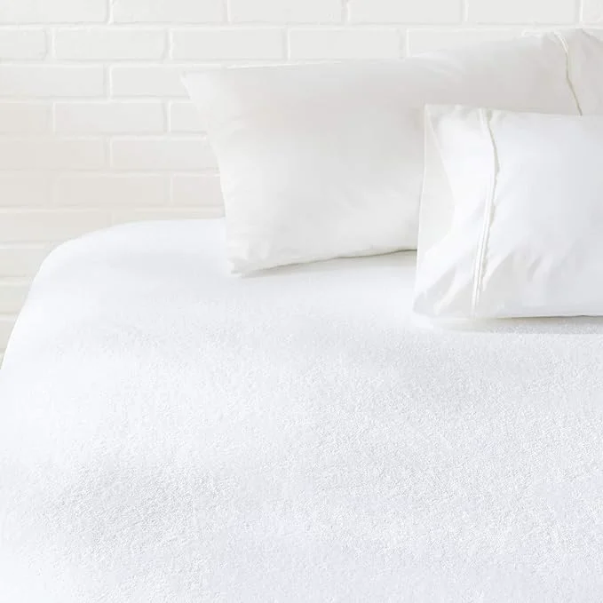 Efficient Amazon Basics Waterproof Breathable Mattress Protector Twin Size 18 inch Deep Machine Washable White Crafted