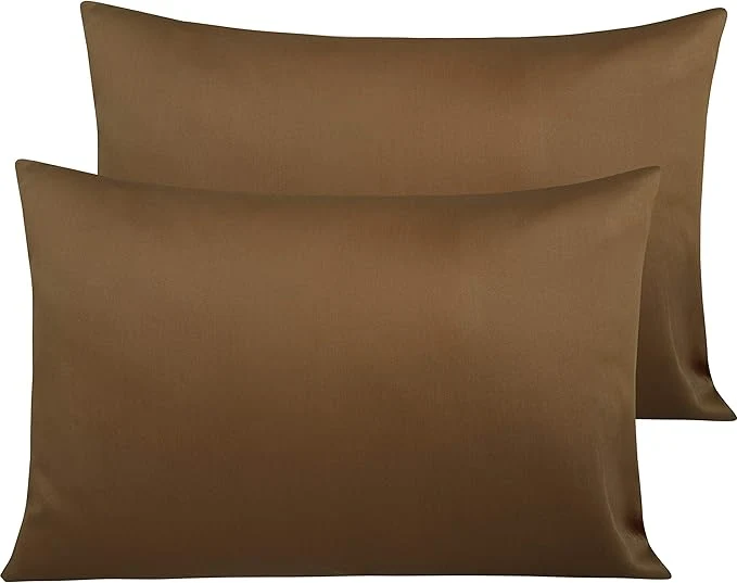 Crafted NTBAY Egyptian Cotton Queen Pillowcases – Set of 2 500 Thread Count Cotton Pillowcases – Soft and Breathable Envelope Closure Pillow Cases – 20×30 Pillow Covers for Bed Brown High-Quality