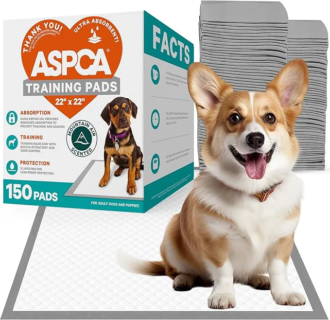 Enhanced ASPCA – Scented Puppy Pads Extra Absorbent Dog Training Pads for Cats amp Dogs Leak-Proof Layers Odor Control amp Quick-Dry Non-Slip amp Tear-Resistant Travel Friendly Pack of 150 Size 22 quot x22 39 First-Class