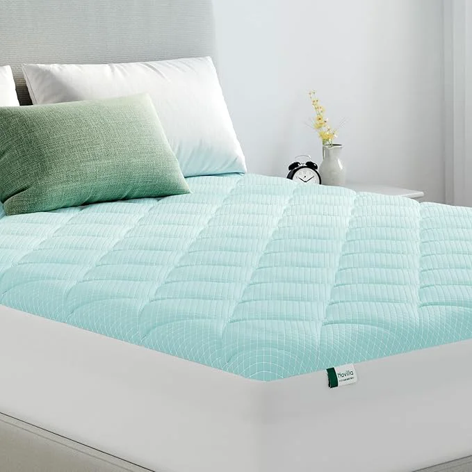 Novilla Cooling Mattress Topper Twin Size Cooling Factors Infused Mattress Pad for Hot Sleepers Breathable Mattress Cover with Deep Pocket Soft Down Bed Topper for Back Pain Relief Excellent
