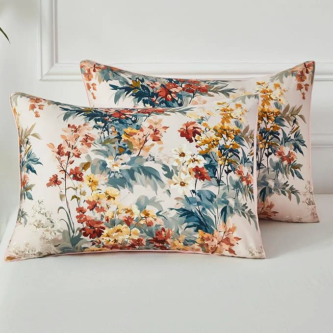 Fashionable WINLIFE Cotton Pillow Cases Set of 2 Vintage Wildflowers Printed Pillowcase Envelope Closure Pillow Cover Soft amp Breathable Standard 20 39 39 x 26 39 39 Selected