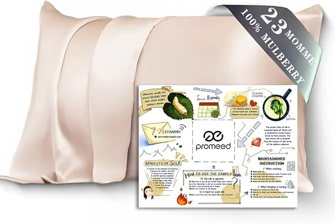 Unique PROMEED Mulberry Silk Toddler Pillowcase 13×18 Both Sides 23 Momme Grade 6A Silk Pillow Case Travel Size with Laundry Bag Toddler Travel-13 x18 Champagne Relaxed