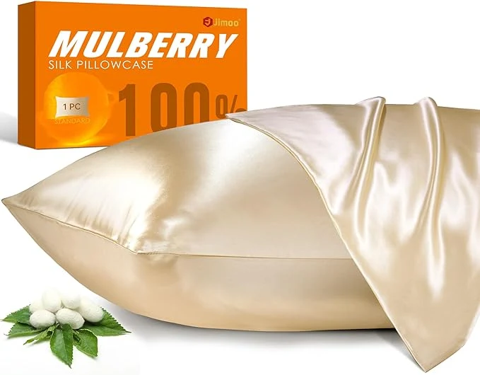 Comfortable Mulberry Silk Pillowcase for Hair and Skin 22 Momme Pure Natural Silk Pillow Case Both Sided with Zipper Pillow Cover for Women Mom Men Beige Standard 20 39 39 ×26 39 39 1 Pack Original Design