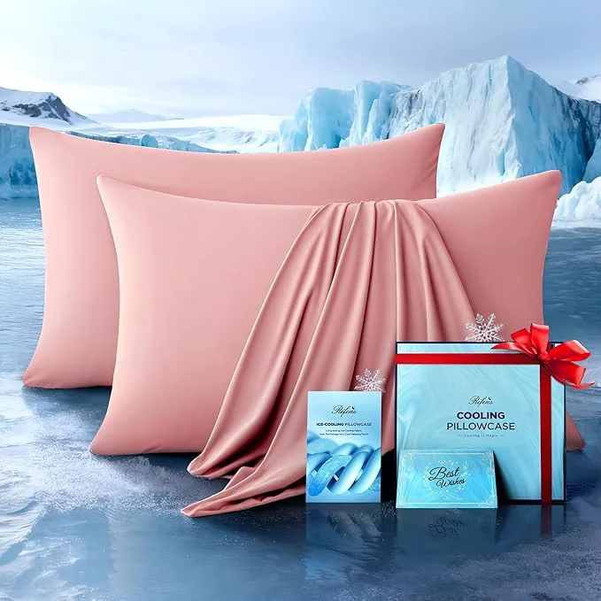 Detailed Ultra-Chill Cooling Pillowcase Set of 2 for Hot Sleepers Softer Than Silk Pillow Cases for Protecting Hair amp Skin Breathable Bed Pillow Covers w Zipper Gifts for Women Men Pink King Smooth