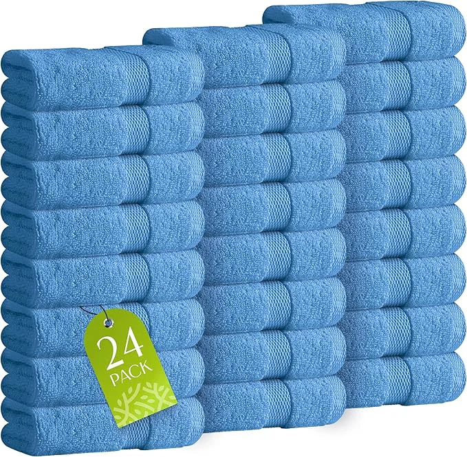 Innovative White Classic Wealuxe Light Blue Washcloths 24 Pack Trusted