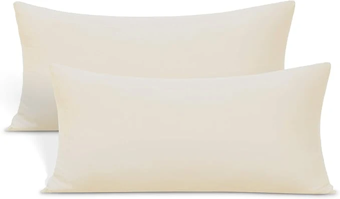 Luxury 2-Pack Stretch Pillow Cases – Jersey Knit amp Ultra Soft Envelope Closure Pillowcases T-Shirt Like Microfiber Blend – Suitable for Queen or Standard Size Set of 2 Beige Modern