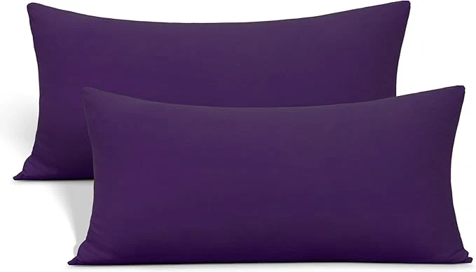 Trendy 2-Pack Stretch Pillow Cases – Jersey Knit amp Ultra Soft Envelope Closure Pillowcases T-Shirt Like Microfiber Blend – Suitable for 20×36 20×40 King Size Set of 2 Purple Casual