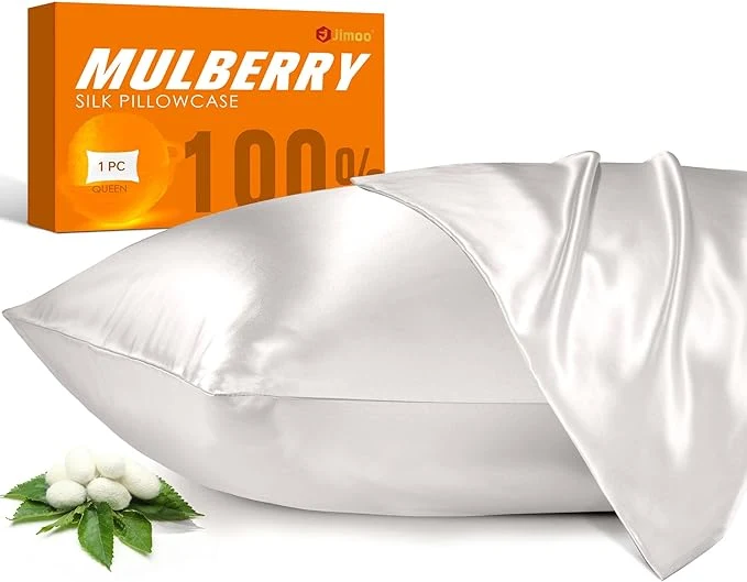 Verified Mulberry Silk Pillowcase for Hair and Skin 22 Momme Pure Natural Silk Pillow Case Both Sided with Zipper Pillow Cover for Women Mom Men Ivory White Queen 20 39 39 ×30 39 39 1 Pack Flexible